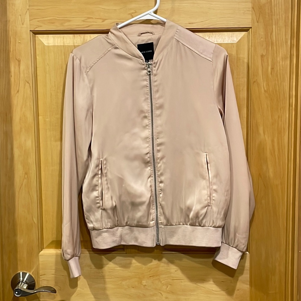 New Look blush bomber jacket size 2 full zip pockets